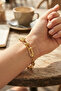 Gold Color Brass Tifani Model Women's Bracelet - 2
