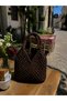 Handmade V Model Paper Rope Straw Brown Color Bag - Hand Knitted Women's Daily Shoulder Bag - 3