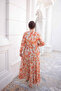 Orange Half-Buttoned Skirt with Elastic Sleeves and Layered Dress - 2