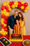 Yellow Red 40Pcs Birthday Metallic Balloon Chain and Adhesive Set Concept Party Decoration