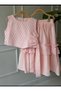 Girl's Summer Top and Skirt Set with Guipure Detail