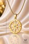 Stainless Steel Crystal Zircon Stone Gold Color Women's Compass Necklace - 5