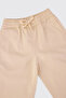 Baby Boy Beige Trousers with Piping Legs - 3
