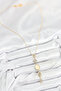 Brass Chain Yellow Gold Color Zircon Stone Y Necklace - 2