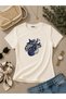 Women's Coral Printed Lycra Short Sleeve Body Tee Crop T-Shirt