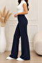 Elastic Waist Flared Trousers - 3