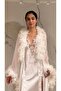 2 Piece Laced Satin Detailed Nightgown and Dressing Gown Set |   Deep Slit, Ruffled, Feathered, Lace Detailed Dowry Set with Rope Detail on the Back Bride - 2