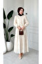 Women's Scallop Lace Stylish Cream Summer Long Dress - 6
