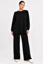 Women's Black Oversize Two-Piece Set with Stripes on the Front