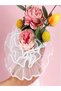 Pearl Frilly Crepe Bouquet Tulle 28X40 cm White Bridal Bouquet and Flower Decoration Tulle - 5
