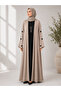 US Stone Embellished Open Abaya Set – Premium 3-Piece Open Front Abaya with Matching Inner Dress & Hijab