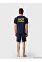 Navy Blue Printed Men's Shorts Pajama Set - 4