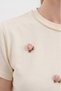 Women's 100% Cotton Short Sleeve Design Tshirt with Floral Brooch Detail on the Front - 4
