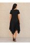 Women's Tulle Viscose Fabric Mesh Detailed Short Sleeve Dress 40-46 - 2