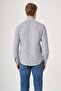 Gray Buttoned Collar Long Sleeve Pocketless Slim Fit Cotton Shirt 1004260205 - 5