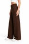Women's Bitter Brown High Waist Wide Leg Straight Fit Palazzo Wide Leg Stretchy Pants - 2
