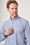 White-Navy Blue Buttoned Collar Long Sleeve Pocketed Checkered Pattern Comfort Fit 100% Cotton Shirt 1004260218 - 4