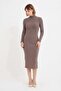 Stand Collar Slim Fit Knitwear Dress - 2