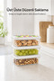 Set of 3 850 ml Rectangular Storage Containers, Fruit Patterned Transparent Stackable Food Container - 3