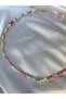 Women's gold detailed colorful bar model necklace - 2