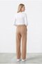 Women's Brown Combed Cotton Palazzo Wide-Leg Elastic Waist Lace-Up Comfortable Fit Sweatpants - 4