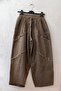 Bronze Pocketed, Mesh Detailed, Washable, Elastic and Tie-Waist, Shalwar Leg, Casual Woven Trousers 90 68 - 2