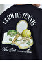 Men Black Tennis Graphic Print Oversized T-Shirt - 5