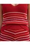 Summer V-Neck Striped Knitwear Crop Blouse High Waist Shorts Two-Piece Set - 5