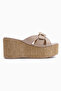Malena Beige Straw Wedge Heeled Women's Slippers - 2