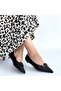 Dowen Black Leather Low Heel Shoes - 4