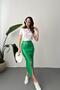 Women's Green High Waist Slit Ornamental Patch Pencil Cut Midi Skirt
