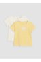 Yellow Lace Detailed Girls' T-Shirt, Pack of 2