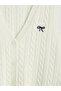 White Embroidered Wool Women's Knitwear Vest - 7