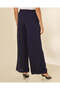 Women Navy Plain Ladder Lace Detailed Wide Leg Trousers - 3