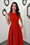 Women's Mustard Halter Neck Flared Dress - 3