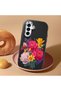 Samsung Galaxy A17 Compatible Case Camera Protective Black Silicone Couple Phone Case with Floral Pattern - 2