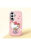 Samsung Galaxy S25 Compatible Case Camera Protector Pink Silicone Couple Phone Case Kitty Pattern