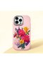 iPhone 13 Pro Max Compatible Case with Camera Protection Pink Silicone Couple Phone Case with Floral Pattern