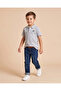 Boys Grey Melange Basic Polo T-Shirt - 2