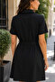 City Style! Women's Premium Modal Fabric Short Sleeve Collared Front Zipper Pocket Mini Dress - 5