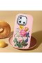 Redmi 12C Compatible Case Camera Protector Pink Silicone Couple Phone Case with Floral Pattern - 2