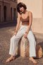 Women's Trousers with Tie Front Detail - White - 2