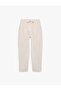 بنطلون قطني مريح بخصر مطاطي وجيوب ورباط