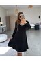 Women's Long Sleeve Round Neck Midi Viscose Two Thread Dress - 4
