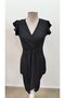 Women's Short Ruffle Sleeve Double Breasted Collared Front Cross Detailed Midi Janjan Crepe Dress - 7