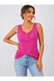 Women's Strappy Round Neck Buttoned Viscose Blouse - 3