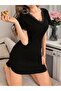 Women's Short Sleeve V-Neck Short Viscose Nightgown - 2