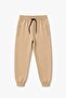 Beige Girls' School Sweatpants with Elastic Waist and Zippered Pockets 24736 - 4