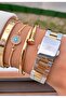 Yellow Silver Color - Women's Wristwatch - with 3-Piece Bracelet Gift 010Dkl00-504 - 6