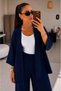 Navy Blue Textured Comfortable Cut Women's Two-Piece Set |   Suitable for Daily Use, Office and Vacation Combination - 3